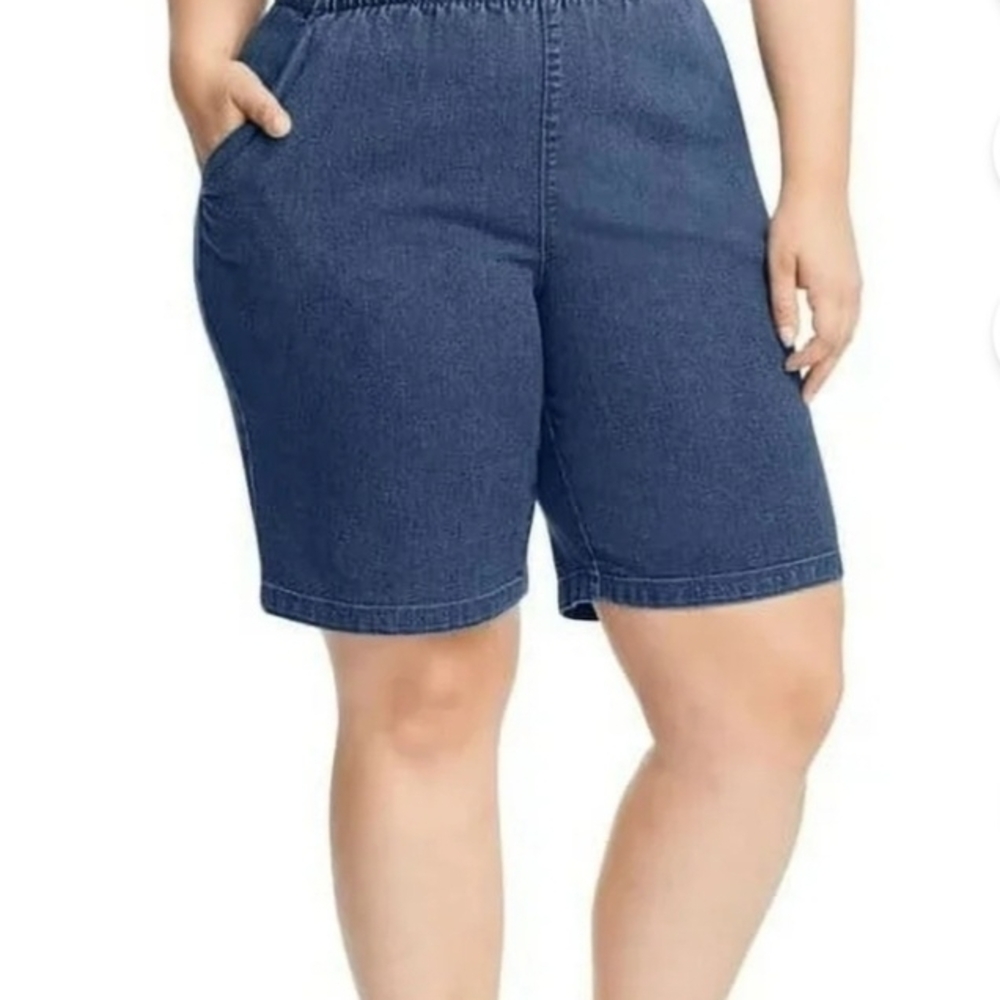 Two (2) Pair Bundle -Just My Size Dark Blue Denim Shorts 16W
